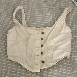 Japna White Button-Up Crop Top